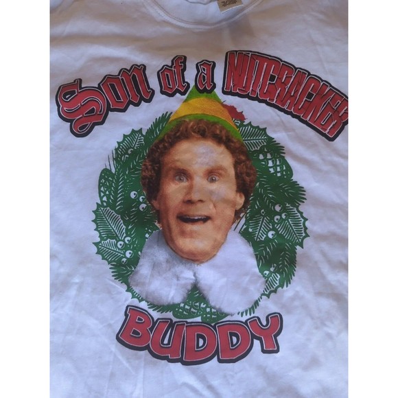 Elf Brand Son Of A Nutcracker Buddy the Elf White Short Sleeve Large Unisex XMAS - Picture 3 of 6